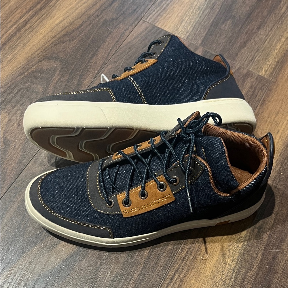 Women's Denim and Tan Sneakers